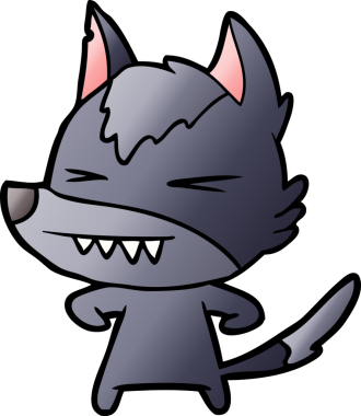 Bir insan tarafından çizilmiş kızgın kurt çizgi filmi.