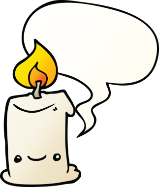 bir insan tarafından çizilmiş, konuşma baloncuklu çizgi film mumu.