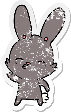 Bir insan tarafından çizilmiş garip bir tavşan çizgi filminin sıkıntılı çıkartması.