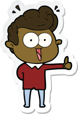 Bir insan tarafından çizilmiş, dik dik bakan bir çizgi film çıkartması.