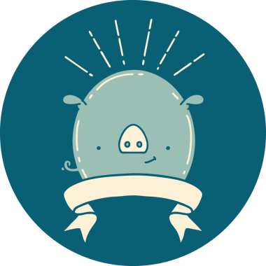 Bir insan tarafından çizilmiş dövme stili bir domuz karakteri simgesi