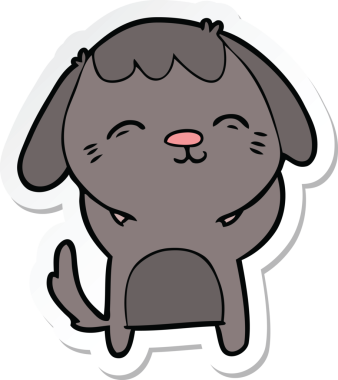 Bir insan tarafından çizilmiş mutlu bir köpeğin çıkartması.