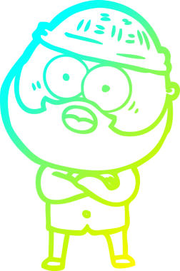 Bir insan tarafından çizilmiş sakallı bir karikatür çizimi.