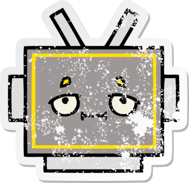 Bir insan tarafından çizilmiş sevimli robot kafasının sıkıntılı çıkartması.