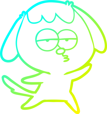 Bir insan tarafından çizilmiş ve sıkılmış bir köpeğin soğuk çizgi çizimi.