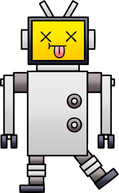 Bir insan tarafından çizilmiş bir robotun gölgelenmiş çizimi