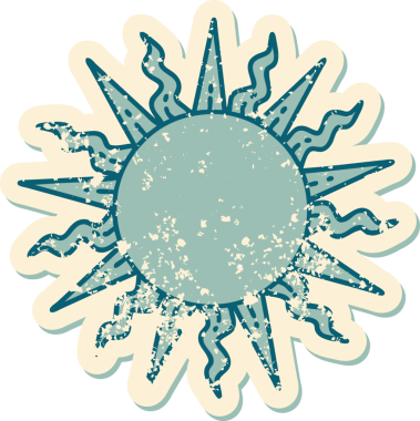 Bir insan tarafından çizilmiş bir güneşin sembolik dövmesi.