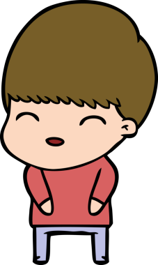 Bir insan tarafından çizilmiş mutlu çizgi film çocuğu.