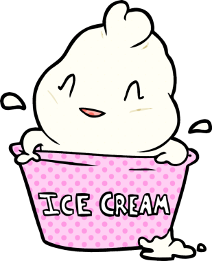 Bir insan tarafından çizilmiş tatlı çizgi film dondurması.