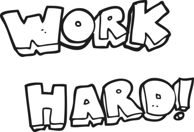 El yazısıyla çizilmiş siyah beyaz çizgi film bir insan tarafından çizilmiş sıkı çalışma sembolü