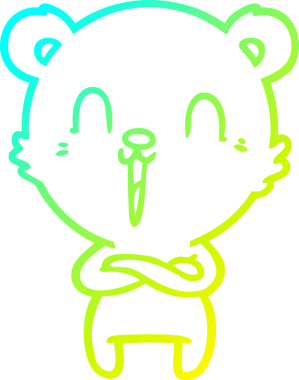 Bir insan tarafından çizilen mutlu çizgi film ayısının soğuk gradyan çizgisi.