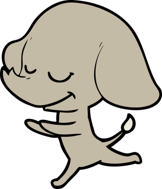 Bir insan tarafından çizilmiş gülümseyen bir fil.