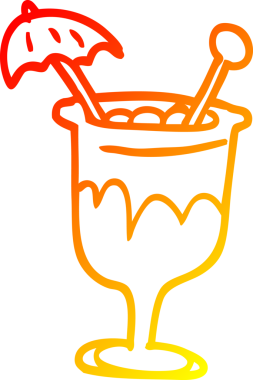 Bir insan tarafından çizilmiş tropikal bir karikatürün sıcak gradyan çizimi