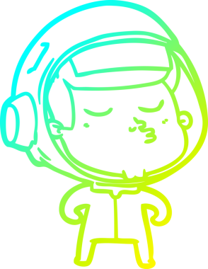 Bir insan tarafından çizilmiş kendinden emin bir astronotun soğuk çizgi çizimi.