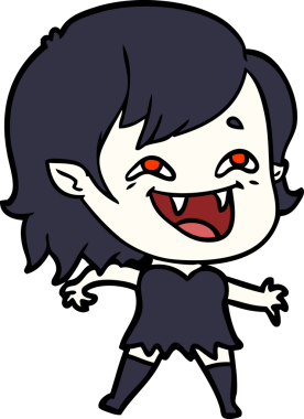 Bir insan tarafından çizilmiş gülen vampir kız çizgi filmi.