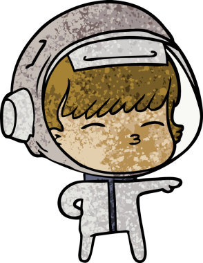 Bir insan tarafından çizilmiş meraklı astronot çizgi filmi.