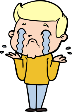 Bir insan tarafından çizilmiş ağlayan çizgi film adamı.