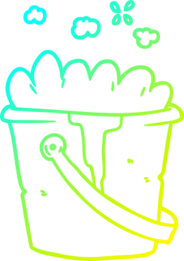 Bir insan tarafından çizilmiş bir kova sabunlu suyun soğuk gradyan çizimi.