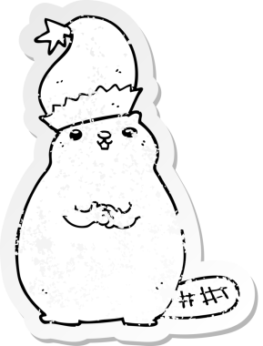 Bir insan tarafından çizilmiş karikatür Noel kunduzunun sıkıntılı çıkartması