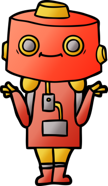 Bir insan tarafından çizilmiş çizgi film robotu