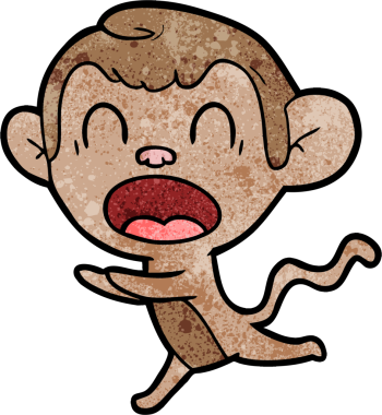 Bir insan tarafından çizilmiş bağıran çizgi maymun.