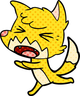 Bir insan tarafından çizilen kızgın tilki çizgi filmi