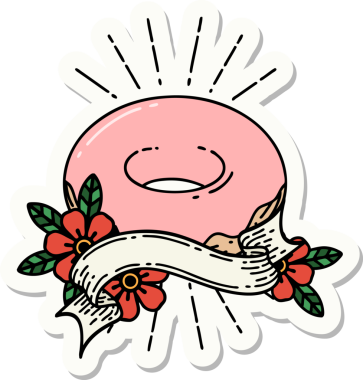 Bir insan tarafından çizilmiş dövme stili buzlu çörek.