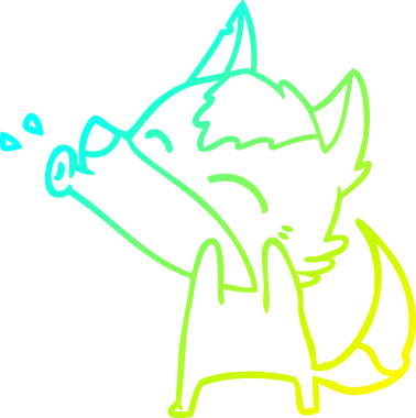 Bir insan tarafından çizilen uluyan kurt çizgi filminin soğuk gradyan çizimi