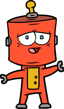 Bir insan tarafından çizilmiş çizgi film robotu