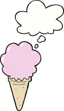 Bir insan tarafından çizilmiş düşünce balonlu karikatür dondurması.