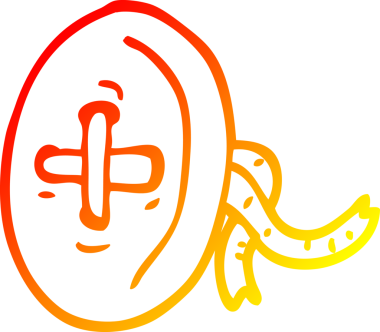 Bir insan tarafından çizilen çizgi film düğmesinin sıcak gradyan çizimi