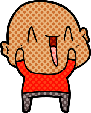 Bir insan tarafından çizilmiş mutlu, kel adam.