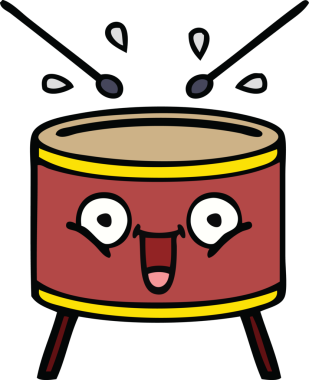 Bir insan tarafından çizilmiş şirin davul karikatürü.
