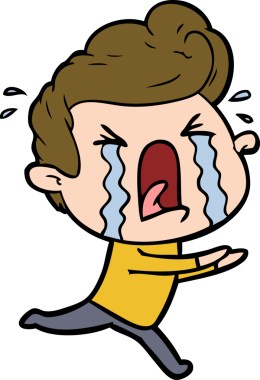 Bir insan tarafından çizilmiş ağlayan bir karikatür.