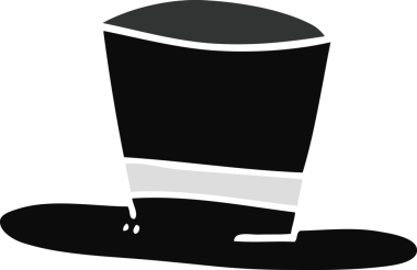 Bir insan tarafından çizilmiş karikatür silindir şapka.