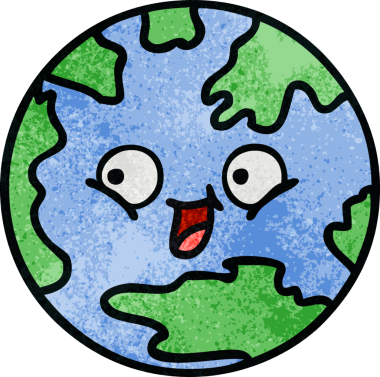 Bir insan tarafından çizilmiş bir gezegenin retro grunge doku karikatürü.