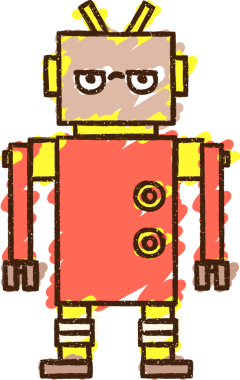 Bir insan tarafından çizilen robot tebeşiri.