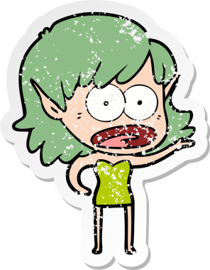 Bir karikatürün sıkıntılı çıkartması bir insan tarafından çizilmiş elf kızı şok etti.