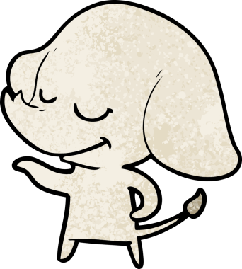 Bir insan tarafından çizilmiş gülümseyen bir fil.