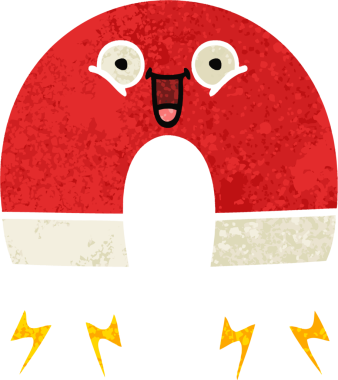 Bir insan tarafından çizilmiş mıknatısın retro illüstrasyon tarzı karikatürü