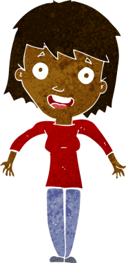 Bir insan tarafından çizilmiş omuz silken çizgi filmdeki kadın.