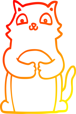 Bir insan tarafından çizilmiş çizgi film kedisinin sıcak çizgi çizimi