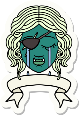 Bir insan tarafından çizilmiş ağlayan bir Ork haydut karakterinin çıkartması.