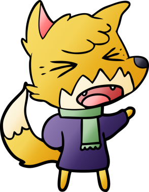 Bir insan tarafından çizilmiş kızgın çizgi film tilkisi.