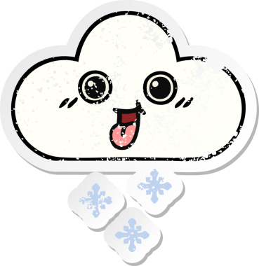 Bir insan tarafından çizilmiş tatlı bir karikatür kar bulutunun sıkıntılı çıkartması