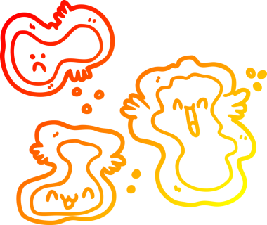 Bir insan tarafından çizilen karikatür hücrelerinin sıcak gradyan çizimi