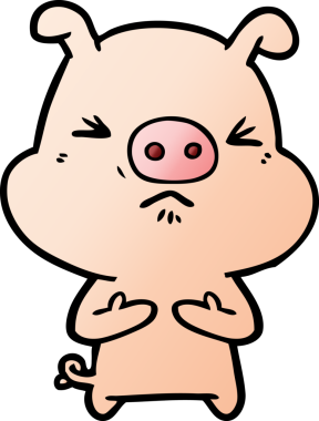 Bir insan tarafından çizilmiş kızgın domuz çizgi filmi.