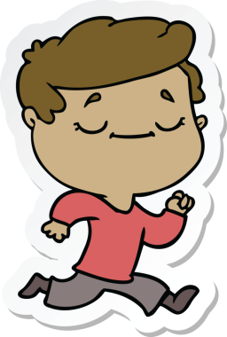 Bir insan tarafından çizilmiş barışçıl bir adamın karikatür çıkartması.