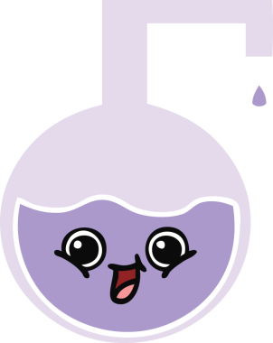 Bir insan tarafından çizilmiş bir bilim deneyinin düz renkli retro karikatürü