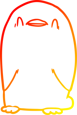 Bir insan tarafından çizilen karikatür pengueninin sıcak çizgi çizimi